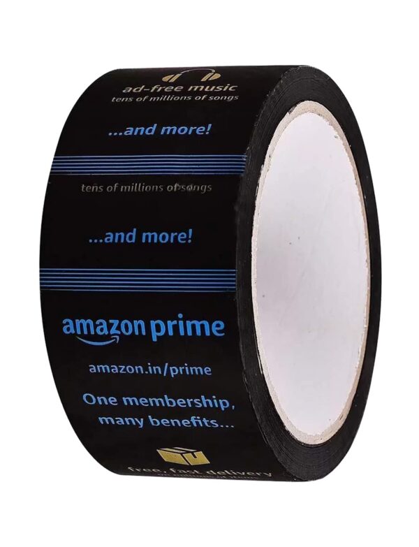 Amazon Printed Prime Tape, Black, Strong Adhesive